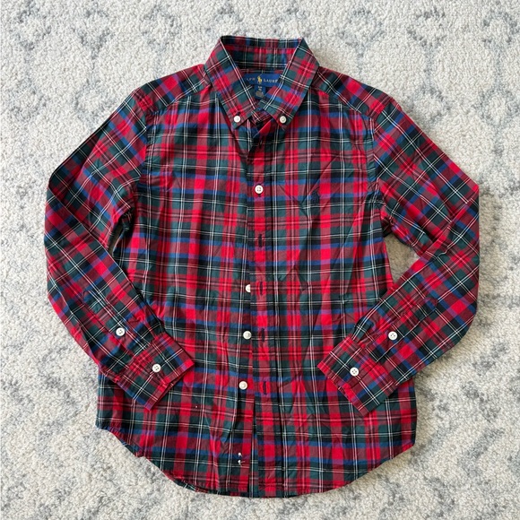Ralph Lauren Kids Holiday Plaid Shirt Boys size 8 - Picture 2 of 9